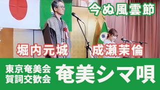 【シマ唄動画紹介】今ぬ風雲節　堀内元城　成瀬茉倫　東京奄美会賀詞交歓会2023（結いジャパンのライブ配信）【字幕】